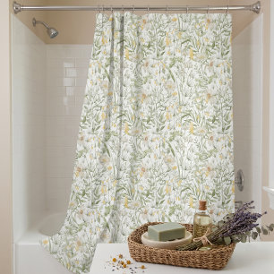Wildflower Botanical Cottagecore Floral Garden Shower Curtain