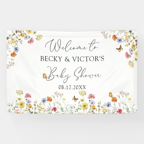 Wildflower Botanical Couples Baby Shower Welcome Banner