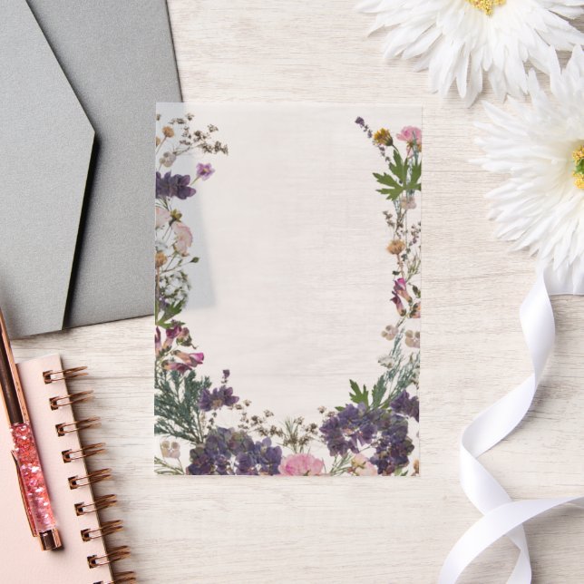 Wildflower Botanical Cover Sheet Vellum Invitations (Wedding)