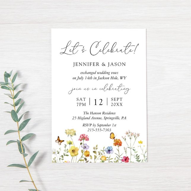 Wildflower Botanical Elopement Wedding Reception Invitation (Creator Uploaded)
