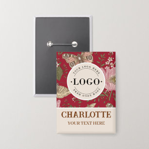 Wildflower Botanical Floral Business logo Name tag Button
