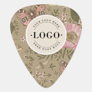 Wildflower Botanical Floral Monogram Business Logo Guitar Pick