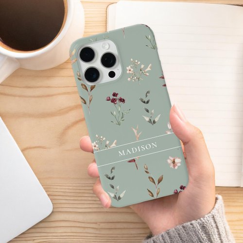 Wildflower Botanical Floral Name Monogram iPhone 11 Case