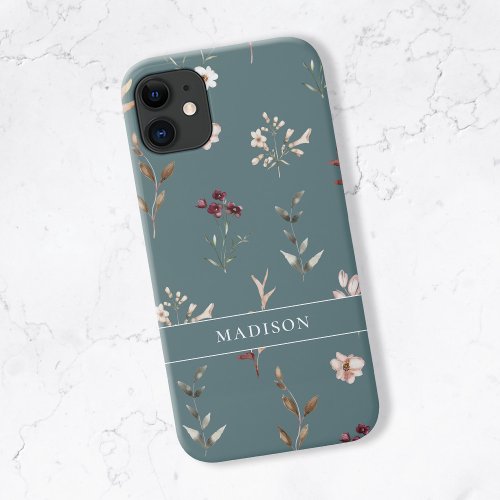 Wildflower Botanical Floral Personalized iPhone 11 Case