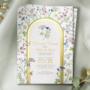 Wildflower Botanical Floral Rehearsal Dinner Foil Invitation