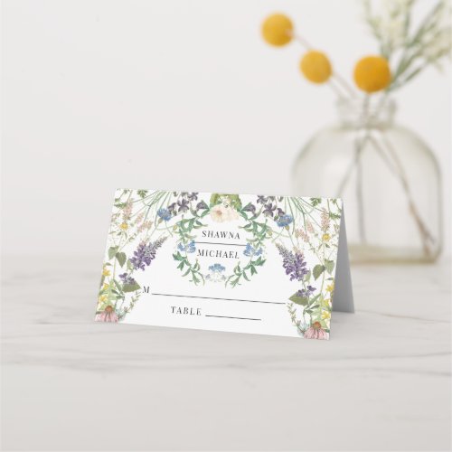 Wildflower Botanical Floral Wedding Reception Place Card