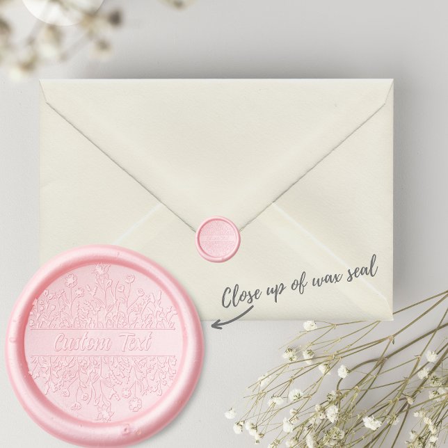 Wildflower Botanical Frame Custom Text Name  Wax Seal Sticker (Creator Uploaded)