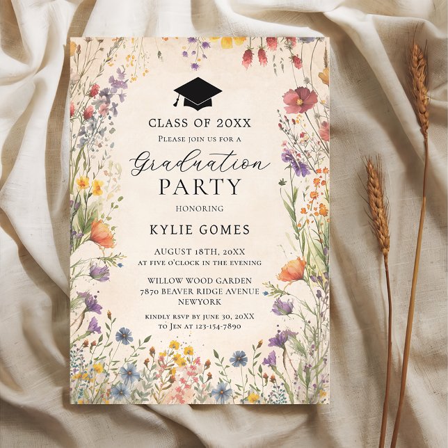 Wildflower Botanical Graduation Party Invitation (Creator Uploaded)