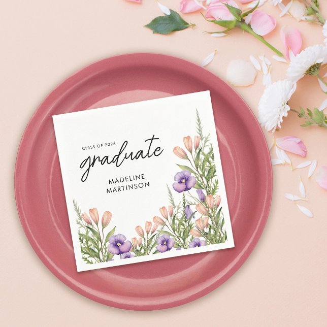 Wildflower Botanical Graduation Party Napkins (Creator Uploaded)