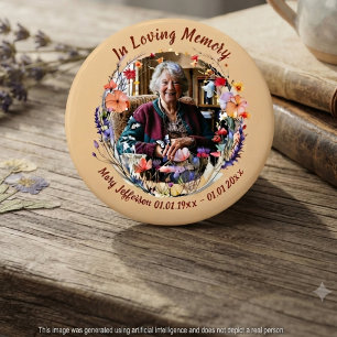 Wildflower Botanical Memorial Remembrance Photo Button