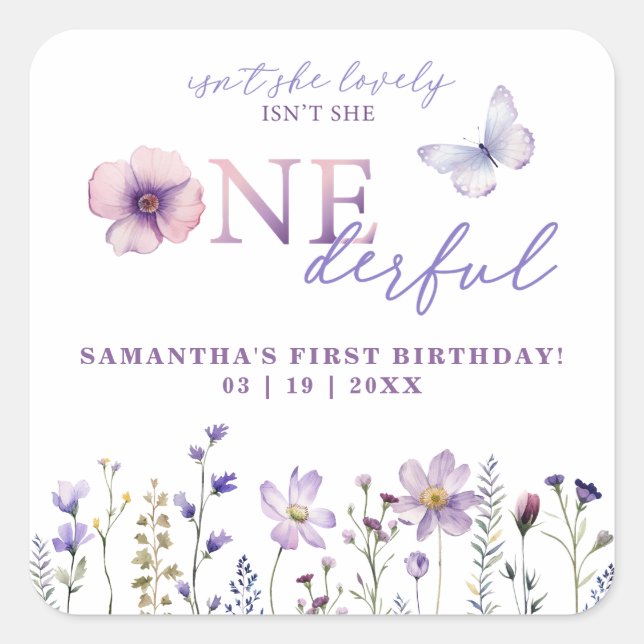 Wildflower Botanical ONEderful Birthday Sticker (Front)