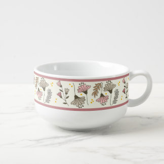 Wildflower Botanical Pattern Mug | Burgundy Red Na