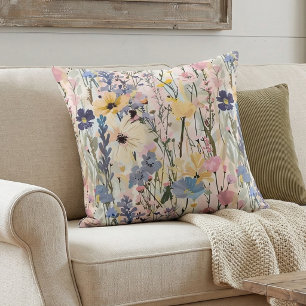 Wildflower Botanical Throw Pillow