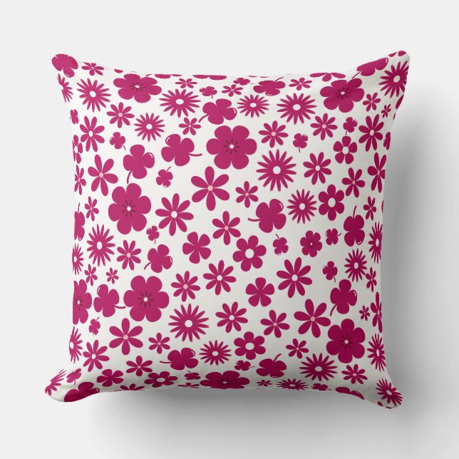 wildflower botanical tropical berry color floral throw pillow (Front)