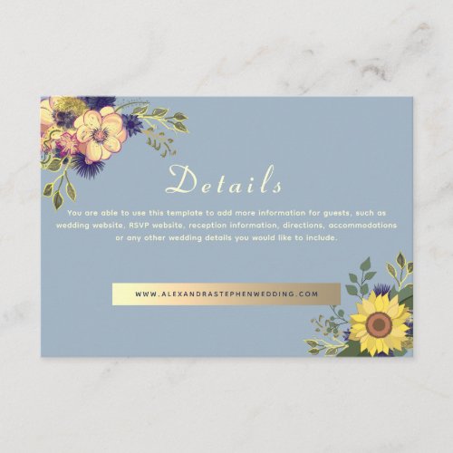 Wildflower Botanical Wedding Details Enclosure Card