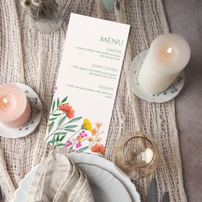 Wildflower Botanical Wedding Menu Card (Creator Uploaded)