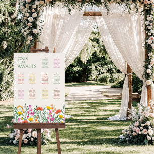 Wildflower Botanical Wedding Seating Chart Foam Board