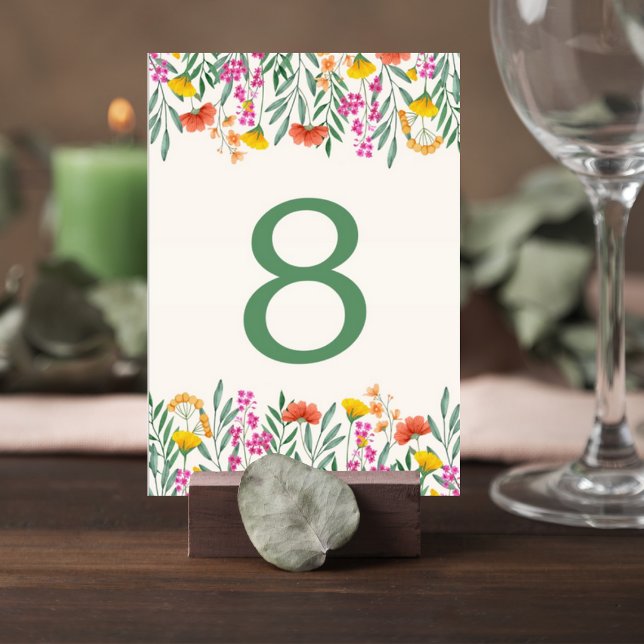 Wildflower Botanical Wedding Table Number Card (Creator Uploaded)