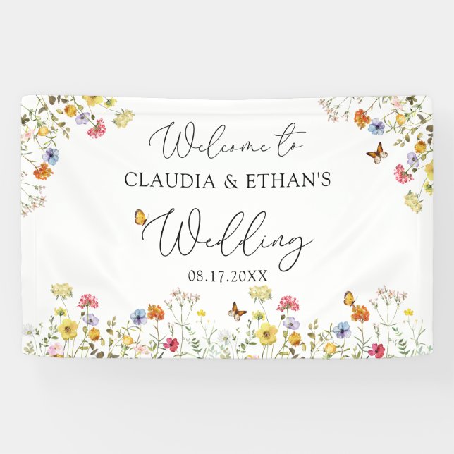 Wildflower Botanical Welcome Wedding Sign (Horizontal)