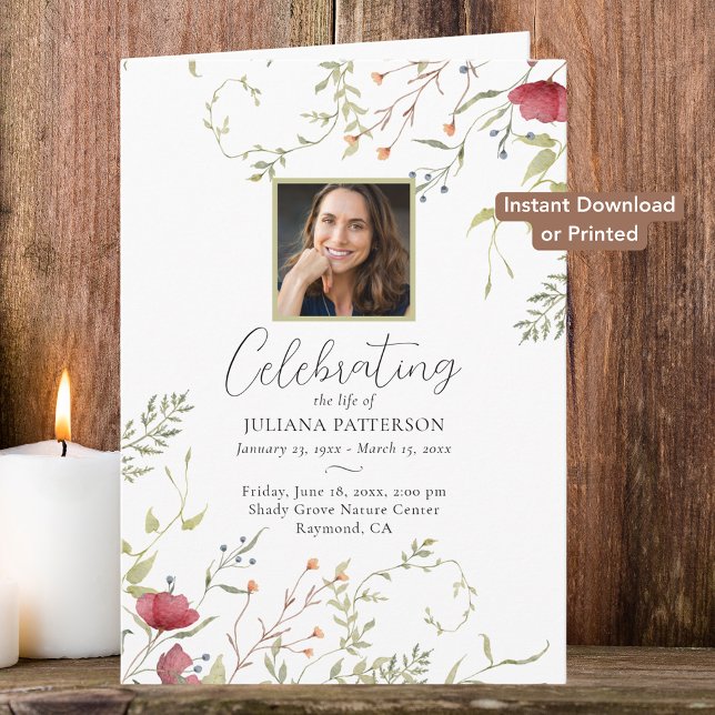 Wildflower Botanicals Digital Funeral Program (Creator Uploaded)