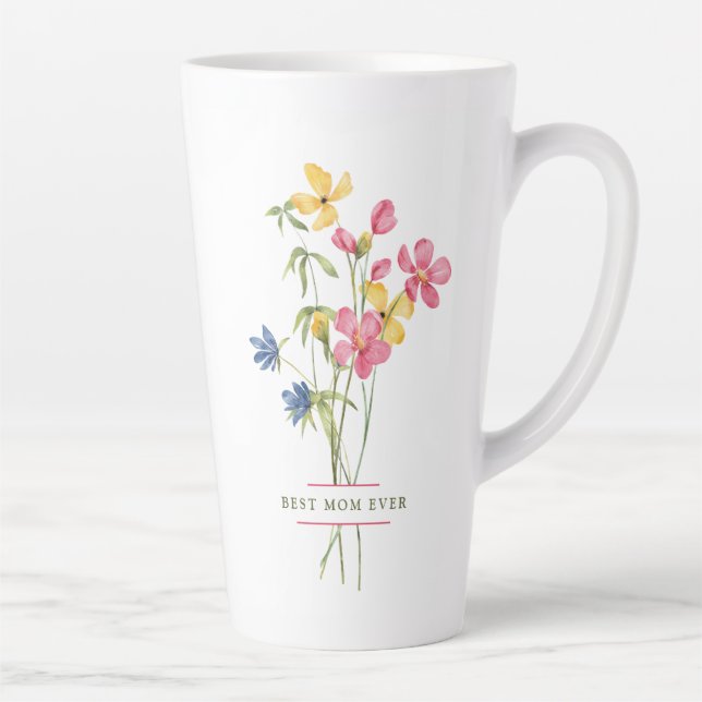 Wildflower Bouquet Best Mom Ever Latte Mug (Right)