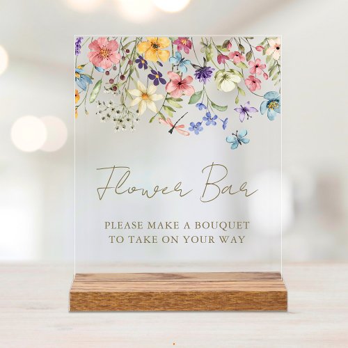 Wildflower Bouquet Bloom Flower Bar Acrylic Sign