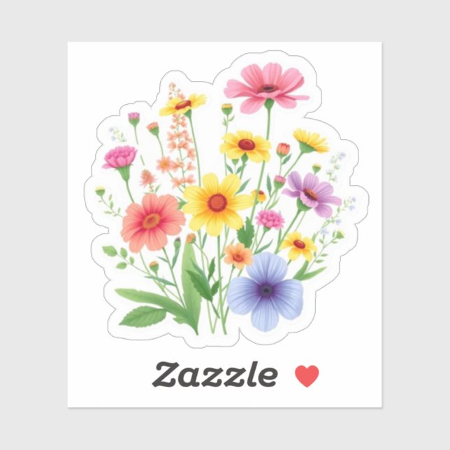 Wildflower Bouquet Botanical Nature Lover Sticker (Sheet)