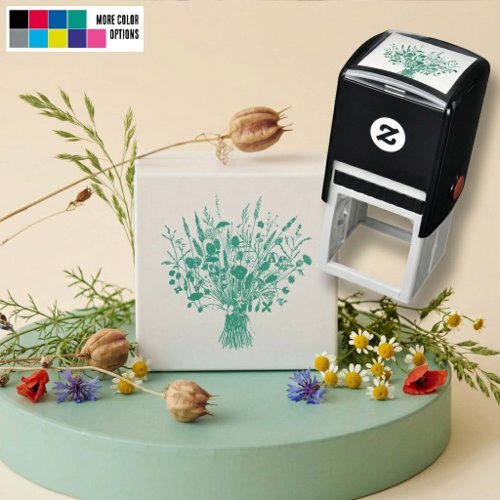 Wildflower Bouquet Botanical Wedding Stationery Self-inking Stamp