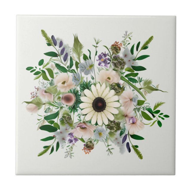 Wildflower Bouquet Ceramic Tile (Front)