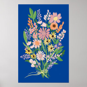 Wildflower Bouquet Colorful Gouache Painting Art Poster