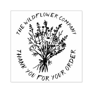 Wildflower Bouquet CUSTOM Order Thank You Company Rubber Stamp