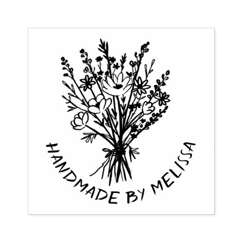 Wildflower Bouquet CUSTOM Personalized  Rubber Stamp