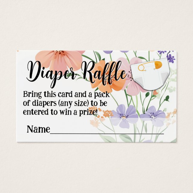Wildflower Bouquet Floral Girl Baby Diaper Raffle (Front)