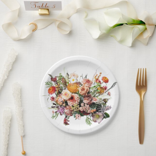 Wildflower Bouquet Floral Paper Plates (Wedding)
