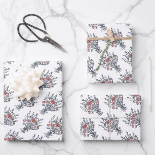 Wildflower Bouquet Floral Whimsical Handdrawn Cute Wrapping Paper Sheets