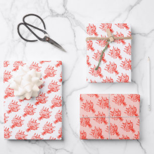 Wildflower Bouquet Floral Whimsical Red Pink Wrapping Paper Sheets