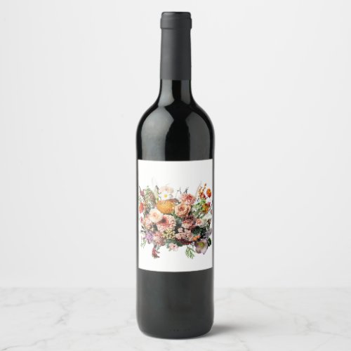 Wildflower Bouquet Floral  Wine Label