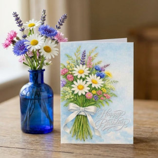 Wildflower Bouquet Happy Birthday Greeting  Card