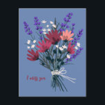 Wildflower Bouquet I MISS YOU Pretty CUSTOM Postcard<br><div class="desc">Customize this card by changing the text, font, colors and adding your own text on the back! Check my shop for more!</div>