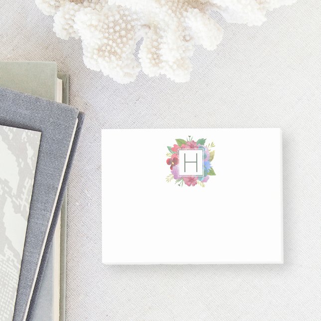 Wildflower Bouquet Monogram Post-it Notes (Creator Uploaded)