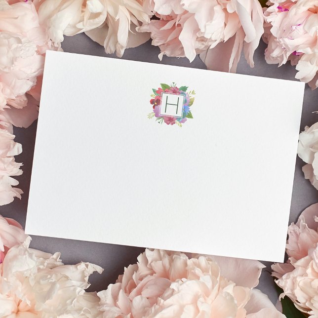 Wildflower Bouquet Monogrammed Stationery Card (Creator Uploaded)