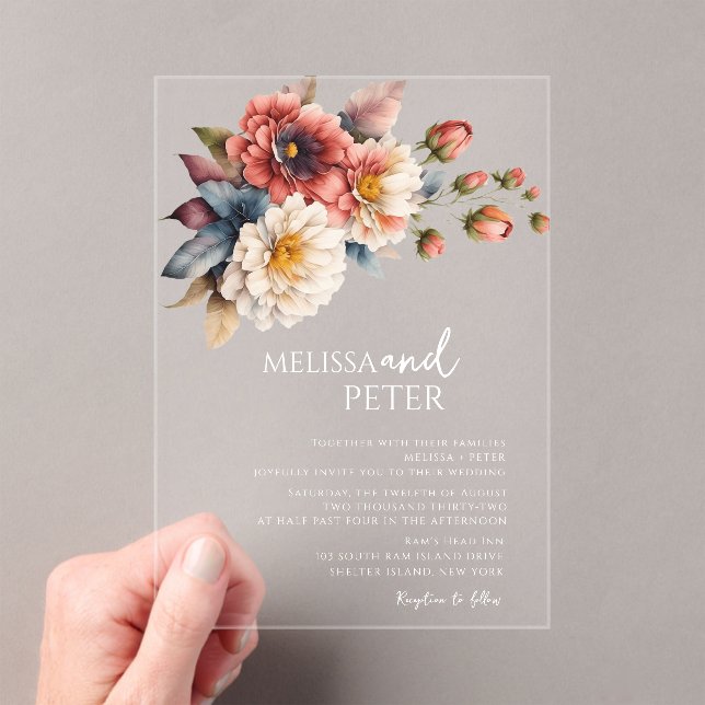 Wildflower Bouquet of Flowers Wedding Acrylic Invitations (Insitu (Handheld))