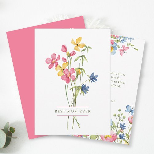 Wildflower Bouquet Personalized Mothers Day Holiday Card