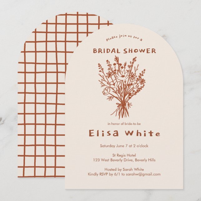 Wildflower Bouquet Rustic Arch Whimsical Shower  Invitation (Front/Back)