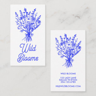Wildflower Bouquet Rustic Minimal Floral Blue Chic Business Card