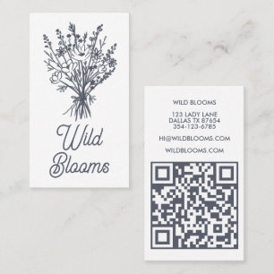 Wildflower Bouquet Rustic Minimal Floral QR code Business Card