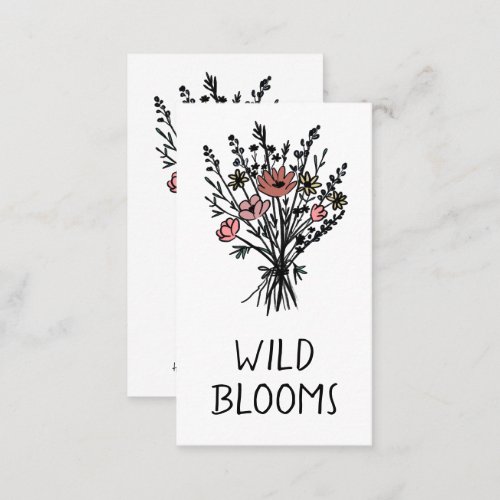 Wildflower Bouquet Rustic Minimal Simple Floral  Business Card