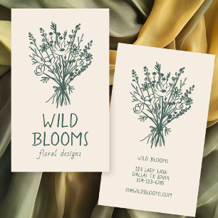 Wildflower Bouquet Rustic Minimal Simple Floral Business Card