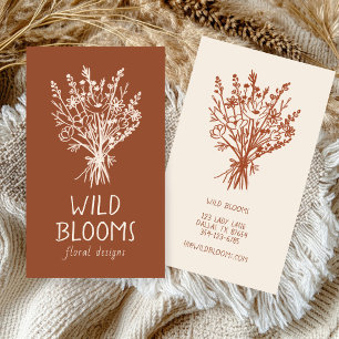 Wildflower Bouquet Rustic Minimal Simple Floral  Business Card