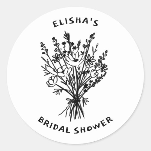 Wildflower Bouquet Rustic Whimsical Bridal Shower  Classic Round Sticker